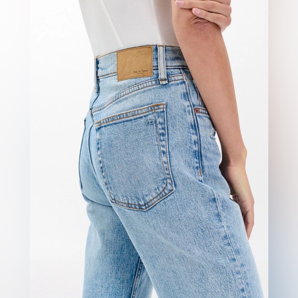 Rag & Bone Straight Jeans in Light Blue Rigid Denim - Picture 5 of 5